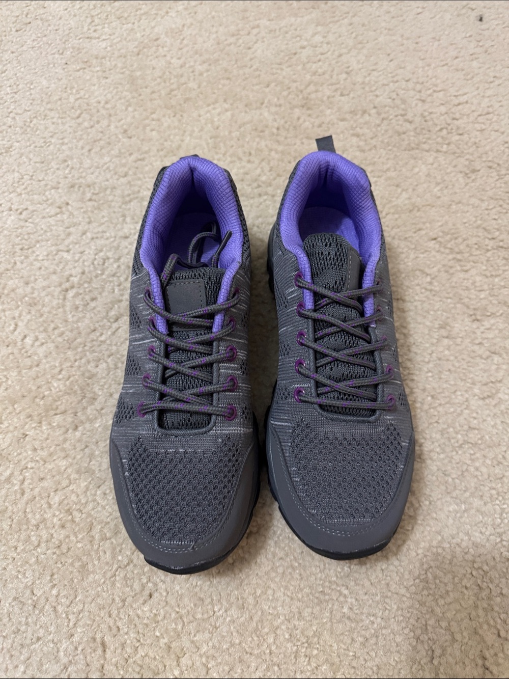 Women's Gray and Purple Athletic Walking Shoes